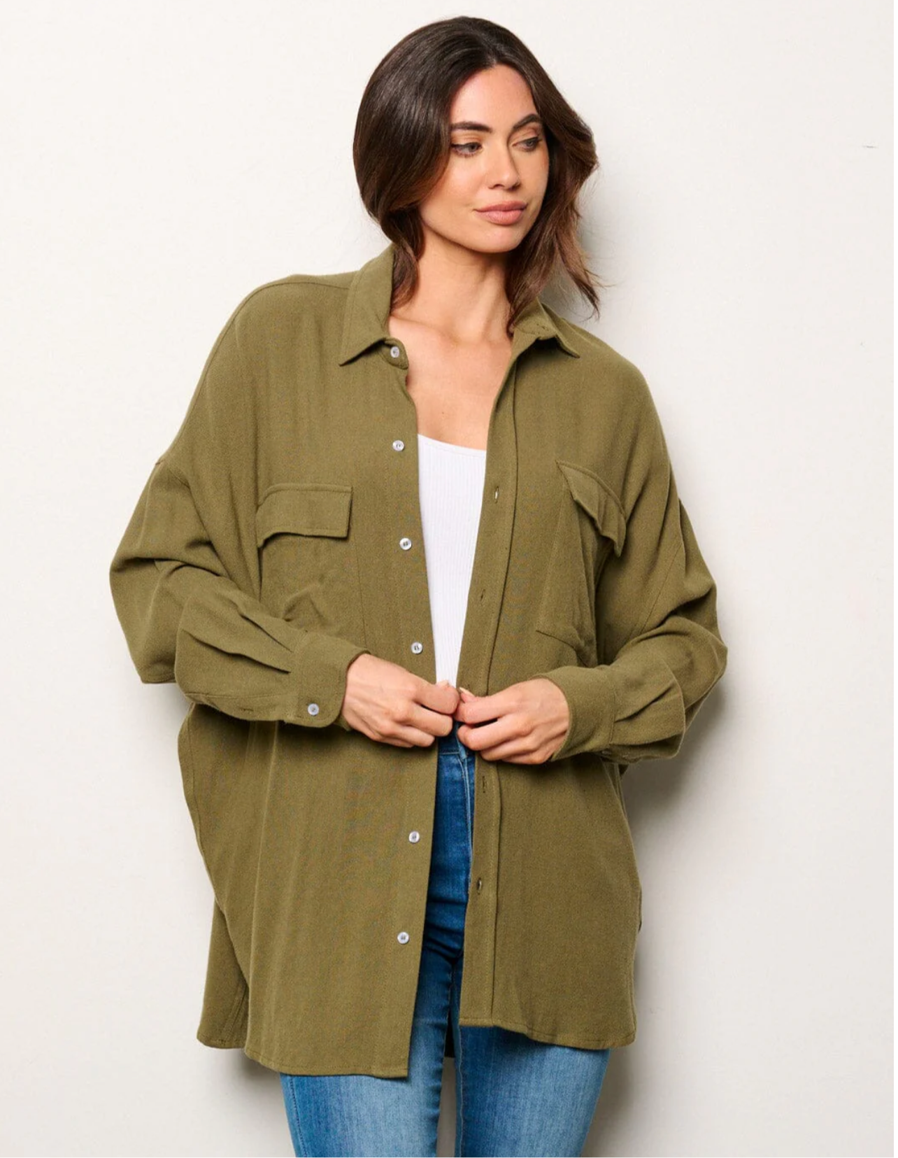 Long Sleeve Button Up Oversized Shirt