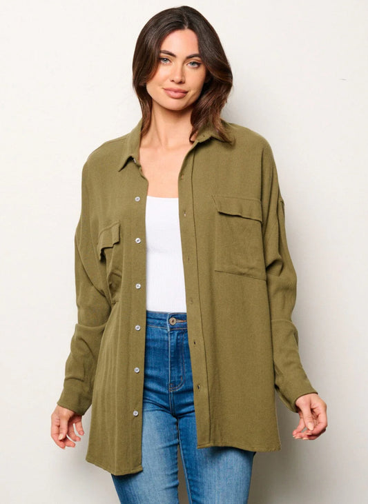 Long Sleeve Button Up Oversized Shirt